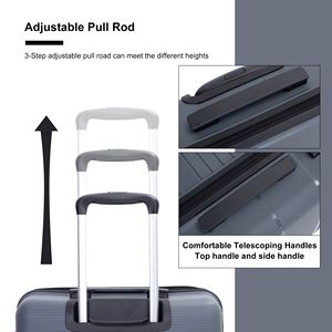 Doppio filatore ruote Hardshell valigia TSA Set leggero e resistente 3 pezzi (20/24/28) grigio 3 pezzi (20/24/28) - Product Image 6
