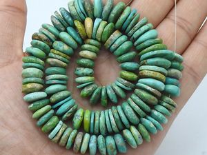 Natural Green Turquoise Polished Coin Wheel Shape Beads Smooth Arizona Turquoise Button Tire <b>Spacer</b> Bead 16 Inch 10-14MM Approx - Product Image 1