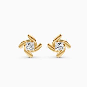 Boucles d'oreilles clous fleuris plaquées rhodium avec sertissage griffe diamant rond, bijoux de mariage classiques pour femme - Product Image 6
