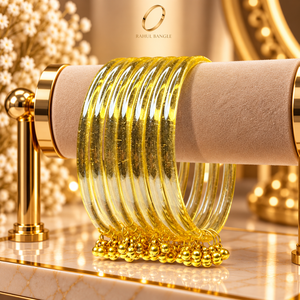 Preciosas Pulseras de Cristal Amarillo Cachemir con Forma de Gota de Lluvia, Adornos Dorados Ghungroo para Joyería Nupcial de Novia - Product Image 1