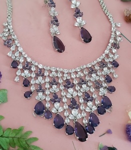 Juego de Collar Largo Clásico de Lujo con Circonitas Cúbicas y Baño de Plata sobre Latón, con Aretes, Joyería de Diseño para Mujer, Regalo - Product Image 2