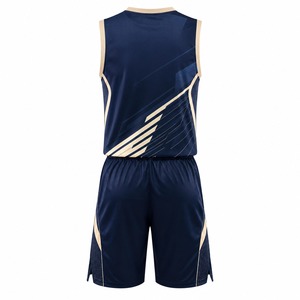 Ensemble de maillot de basket sans manches bleu marine pour homme, col en V, séchage rapide, imprimé géométrique, uniforme sportif, design sublimé - Product Image 6