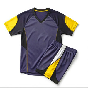 Maillot de football pour homme, violet et jaune, col en V, séchage rapide, évacuation de l'humidité, uniformes de football sublimés avec logo personnalisé - Product Image 3
