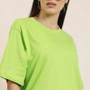 Camiseta Corta Verde Lima para Mujer, Talla Grande, Corte Regular, Informal, Ecológica, Suave, Transpirable, Básica y Moderna - Product Image 4