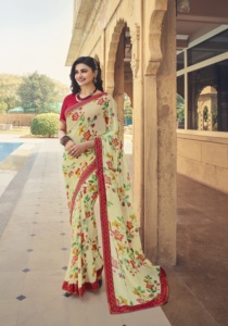 Sari indien en georgette bleue pour femmes, avec broderie, chemisier attrayant, tenue de fête, prix de gros, en soie de haute qualité - Product Image 2