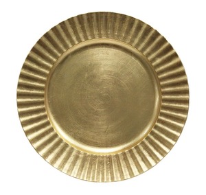 Assiette de service ronde en métal argenté gravée d'un motif de feuille de houx, plateau décoratif - Product Image 5