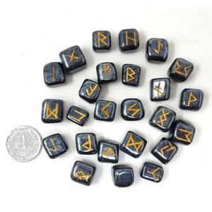 Juego de Piedras Rúnicas de Hematita Natural, Hermoso Juego de Runas de Cristal Futhark, Estilo Feng Shui, Ágata Muntaha Grabada para Sanación - Product Image 3