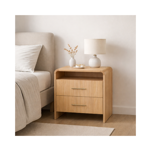 Meubles de chambre à coucher modernes et contemporains RIVEO RANGE, de la meilleure qualité, durables, respectueux de l'environnement, table de chevet en bois avec 2 tiroirs - Product Image 1