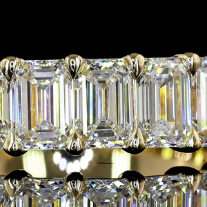 <b>Emerald</b> Cut Diamond Eternity <b>Ring</b> Women's Engagement Luxury Style 10K 14K 18K Gold 925 935 <b>Silver</b> Party Wedding - Product Image 2