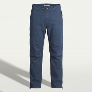 Pantalon long décontracté en coton pour homme, idéal pour l'été, écologique, infroissable, extensible et confortable, disponible en marque privée, bleu marine, vente en gros - Product Image 1