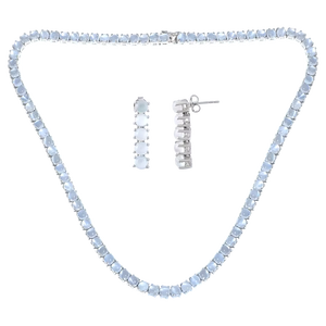 Moonstone <b>Necklace</b> <b>Set</b> in 92.5 Sterling <b>Silver</b> KLSS-40232 - Product Image 1