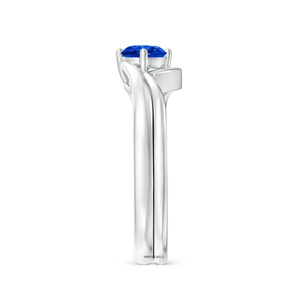 Bague solitaire moderne en pierre précieuse bleue ronde pour femme avec un anneau unique en forme de V en or 10K 14K 18K et argent 925 935 - Product Image 3