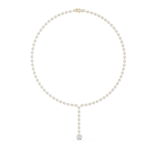 Yellow <b>Gold</b> Round Lab Grown Diamond Lariat <b>Tennis</b> <b>Necklace</b> for Women | Elegant Bridal Wedding Fine Jewelry Gift - Product Image 1