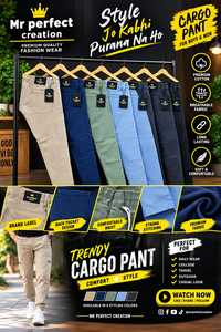 Pantalones Cargo de Mezclilla para Hombre en Varios Colores Sólidos con Bolsillos Utilitarios, Costuras Resistentes y un Corte Casual Elegante - Product Image 3