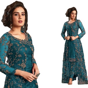 Vestido de novia largo rosa estilo Anarkali con diseño de salwar, traje tradicional pakistaní para mujer - Product Image 1