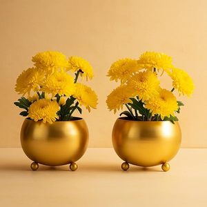 Jarrón Moderno de Metal para Mesa con Flores Amarillas, Decoración de Interiores para el Hogar, Maceta de Metal de Alta Calidad para Regalo de Inauguración - Product Image 1
