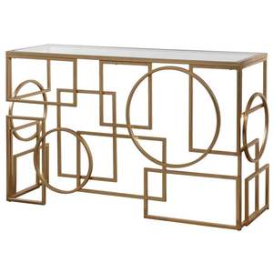 Modern Contemporary Style <b>Adjustable</b> <b>Height</b> Console <b>Table</b> Antique Brass Finish Glass Top Dining Bedroom Living Room Home Office - Product Image 6
