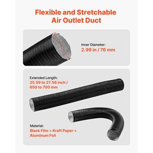 Diesel <b>Heater</b> <b>Pipe</b> Duct Vent Kit 3-Inch Warm Air Outlet with Y Shaped Connector and Air Duct Clamps HVAC Systems Parts - Product Image 5