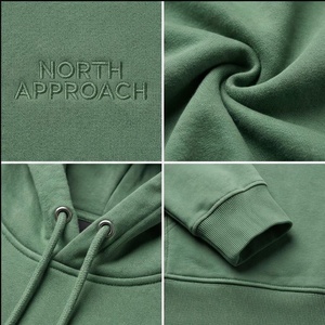 Sweat à capuche long et ample pour homme North Approach, en molleton vert uni, décontracté, avec poche avant - Product Image 4