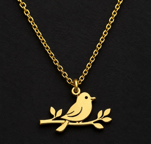 Collar con Colgante de Rama de Pájaro en Plata de Ley 925 con Baño de Rodio/Oro, Joyería Fina para Uso Diario Unisex - Product Image 1