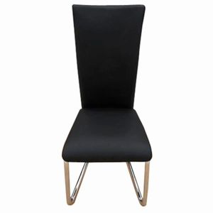 Juego de 4 sillas de comedor de hierro pulido cromado negro con asiento de piel sintética, muebles de cocina cómodos y elegantes - Product Image 4