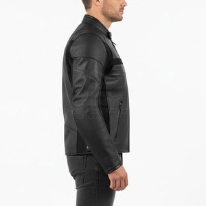 Veste en cuir de moto de haute qualité, coupe-vent, grande taille, fermeture éclair sur le devant, doublure intérieure douce, sécurité, confort, coutures renforcées - Product Image 5