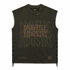 Hip Hop Tank Personalized Distressed <b>Y2K</b> Sleeveless Tee Oversized Boxy Streetwear Muscle <b>Shirt</b> Side Polyester/Cotton Print - Product Image 3