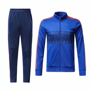 Men's Blue Full-<b>Zip</b> <b>Hooded</b> Tracksuit with Orange Stripes Breathable Sporty Design Regular Fit Side Pockets Winter Wear - Product Image 1