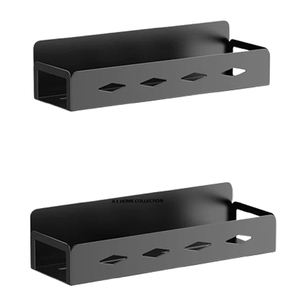 Estante Organizador de Pared de Metal y Hierro con Diseño Admirable, con Estante para Especias de Vidrio, para Almacenamiento, Color Negro, 2 Niveles - Product Image 5