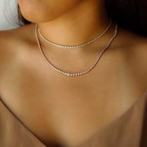 Real 10K 14K 18K Graduated Diamond Tennis Necklace Wholesale Rivera <b>Choker</b> Line CVD HPHT Lab Created Jewelry Factory Supplier - Product Image 5