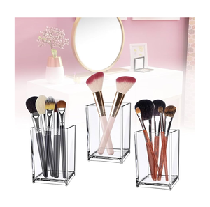 Organisateur de bureau en acrylique pour pinceaux de maquillage et gloss à lèvres, conteneur de rangement pour outils cosmétiques et stylos - Product Image 2