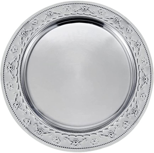 Creative Design <b>Border</b> Stainless Steel Silver Eco-Friendly Customized Color Engraving Charger Plate Home Hotels Wedding Table - Product Image 1