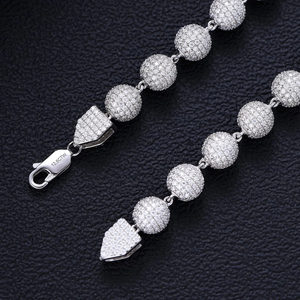 Large 925 Silver Moissanite Iced Out Ball <b>Bracelet</b> Heavy Round <b>Bead</b> Link Bangle Hip Hop Jewelry Passes Diamond Tester <b>Men</b> - Product Image 4