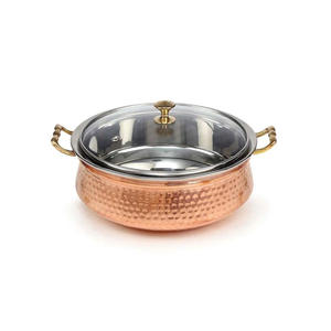 Casserole isotherme élégante en acier inoxydable avec finition cuivre martelé, couvercle et chauffe-plat à gaz pour cuisine professionnelle - Product Image 2