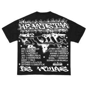 T-shirt Streetwear Personnalisé HEARTSTAR Worldwide Graphic Vintage Wash Décontracté Oversize avec Motif Flamme et Impression Terre Hip Hop - Product Image 6