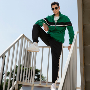 Conjunto Deportivo para Hombre, Chaqueta con Cierre Completo, Cordón Ajustable, Bolsillos Laterales, Transpirable, Ligero, Poliéster y Algodón, Estilo Casual - Product Image 3