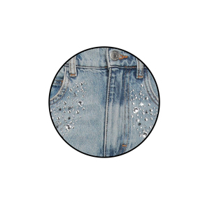 Shorts Largos de Mezclilla Rectos de Cintura Alta Retro al por Mayor para Mujer, que Realzan las Piernas, Holgados y Versátiles, de Alta Calidad - Product Image 4