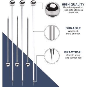 Palillos de Cóctel Reutilizables de Acero Inoxidable de 6 Pulgadas, Palillo Metálico para Martini, para Aceitunas, Frutas y Aperitivos - Product Image 3