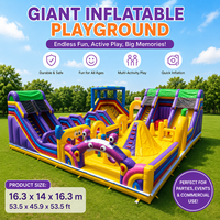 NBINFLATABLE Aire de jeux gonflable géante commerciale en PVC, château gonflable multi-activités avec deux toboggans, parc d'attractions extérieur