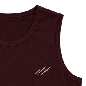 Camiseta sin mangas para hombre, color granate oscuro, diseño minimalista con logo, chaleco informal de verano, camiseta deportiva para gimnasio, entrenamiento, musculación, ropa deportiva de algodón - Product Image 5