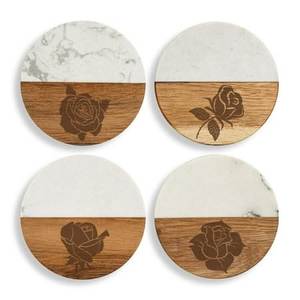Juego de posavasos de madera natural con efecto mármol, tapetes de protección duraderos para el hogar, bar, salón, cafetería y restaurante - Product Image 1