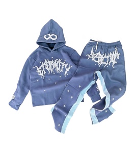 Survêtement pour homme à capuche avec logo personnalisé, lavage à l'acide, de haute qualité, en polyester/coton, streetwear, vêtements de sport tendance - Product Image 5
