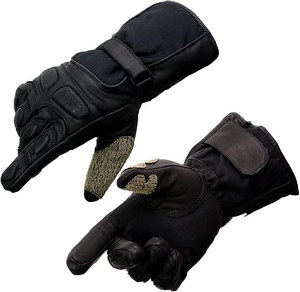 Guantes de Motocicleta Samroz Sports para Hombre, Negros, de Cuero Impermeable, con Textil y Cuero - Product Image 1