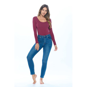 Maillot de bain une pièce pour femmes, col carré, couleur unie, vêtements de plage en tricot extensible - Product Image 4