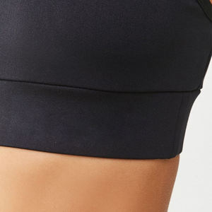 Women's Black Scoop Neck Seamless Sports <b>Bra</b> <b>Racerback</b> Medium Support Breathable Yoga Fitness Top Solid Style - Product Image 4