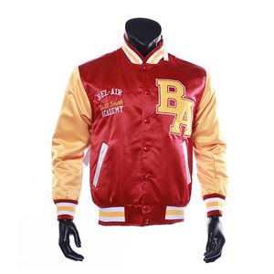 Veste bomber homme personnalisée en satin brodé avec logo, coupe classique, imperméable et coupe-vent, vente en gros OEM. - Product Image 3