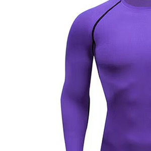 Customizable <b>Men</b> Compression Shirts Knitted Short Sleeves Moisture Wicking <b>Stretch</b> Fitness Workout Sports Wear OEM - Product Image 3