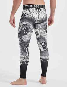 Leggings de compression pour hommes, imprimé dragon par sublimation, longueur intégrale, tissu extensible en spandex et polyester, taille élastique - Product Image 3