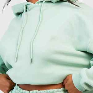 Conjunto Deportivo para Mujer, Uso Diario, Sudadera Verde con Capucha de Algodón, Pantalones Cortos con Cordón Ajustable, Diseño Sólido, Ecológico, Transpirable, de Lona - Product Image 2