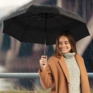 Hot Sale Wholesale Open Auto Close 3 Folding <b>Windproof</b> Waterproof Strong Custom Travel <b>Umbrella</b> With Wind Vented Canopy - Product Image 2